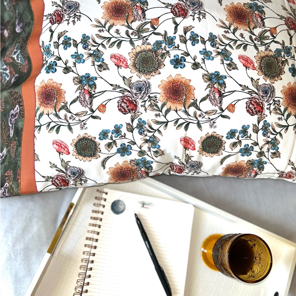 Vintage Flowers 100% Organic Cotton Pillowcover